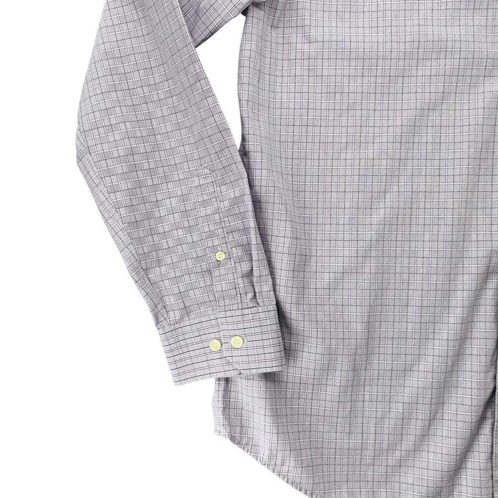 Banana Republic Mens XL NonIron Tailored Slim Fit Purple Check Button Down Shirt